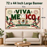 Viva Mexico Banner, Mexican Independence Day Fiesta Backdrop, Polyester Fabric Decorations