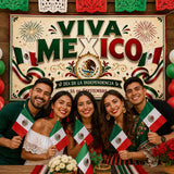 Viva Mexico Banner, Mexican Independence Day Fiesta Backdrop, Polyester Fabric Decorations