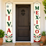 Viva Mexico Vertical Banners, Patriotic Fiesta Party Decor, 72x12 Inch