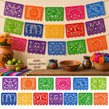 Mexican Papel Picado Banner 18FT, Plastic Fiesta Garland, independence day Party Decorations