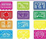 Papel Picado Banners, Mexican Fiesta Decorations, Colorful Plastic Party Banners