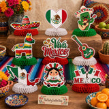 Mexican Independence Day Centerpieces 9PCS, Viva Mexico Honeycomb Table Decor, Fiesta Patriotic Party Decorations