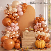 Fall Balloon Arch Kit, Autumn Thanksgiving Party Decor, Metallic Orange Ivory Balloons