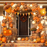 Fall Balloon Arch Kit, Orange Brown Ivory Gold Garland, Autumn Harvest Party Decor