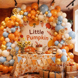 Fall Balloon Arch Kit, Burnt Orange, Dusty Blue, Sand White, Boho Baby Shower Decor
