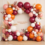 Orange Burgundy Balloon Garland Kit, Boho Fall Wedding Baby Shower Decor