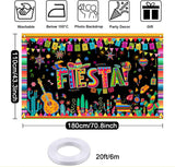 Mexican Fiesta Photo Booth Backdrop, Carnival Party Decor, Polyester Fabric Banner
