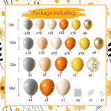 152PCS Fall Balloon Arch Kit, Dusty Orange Grey Pastel Orange Yellow White Sand Gold Confetti Thanksgiving Harvest Birthday Decor