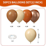 50PCS Burnt Orange Brown Fall Balloons, Nude Tan Champagne Balloon Set, Boho Thanksgiving Baby Shower Wedding Birthday Decor