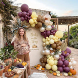 Dusty Purple Brown Balloon Arch Kit, Dark Plum Mauve Yellow Ivory Coffee Tan Garland, Baby in Bloom Bridal Shower Wedding Fall Decor