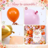Little Pumpkin Baby Shower Decor, Pink Orange Gold Balloon Arch Kit, Fall Girl Gender Reveal Autumn Party Backdrop