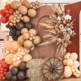 160PCS Boho Orange Brown Nude Balloon Arch Kit, Dusty Orange Dark Brown Tan Garland, Baby Shower Bridal Wedding Birthday Decor