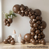 104PCS Dark Brown Balloon Garland Arch Kit, Coffee Brown Neutral Balloons, Boho Wedding Bear Baby Shower Thanksgiving Party Decor