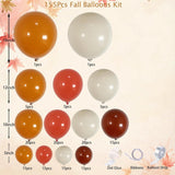 155PCS Fall Balloon Arch Kit, Coral Red Burnt Orange Sand White Brown Garland, Little Pumpkin Baby Shower Thanksgiving Decor