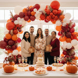 155PCS Fall Balloon Arch Kit, Coral Red Burnt Orange Sand White Brown Garland, Little Pumpkin Baby Shower Thanksgiving Decor