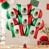 Mexican Independence Day Foil Balloons, 12-Piece Fiesta Party Decorations (Red, White, Green)
