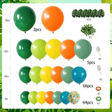 142PCS Dinosaur Balloon Arch Kit, Green Orange Yellow Jungle Balloon Garland, Safari Rainforest Birthday Baby Shower Party Decor