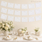White Papel Picado Banner 4 Pack 60FT, Mexican Fiesta Decorations, Wedding Baby Shower Decor