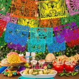 Mexican Felt Papel Picado Banner Set, Dia de los Muertos Party Decor (32.8FT)