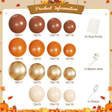 139PCS Fall Balloon Arch Garland Kit, Burnt Orange Brown Gold Sand White Balloons, Harvest Baby Shower Wedding Birthday Party Decor