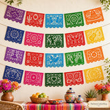 Mexican Papel Picado Banner Set, 5-Pack Multicolor Fiesta Garland (82FT)