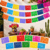 Mexican Papel Picado Banner Set, 4 Pack, Vibrant Fiesta Garland (50ft)