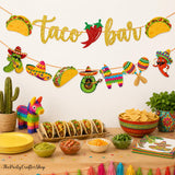 Mexican Fiesta Taco Bar Banner Set, Cactus Donkey Maraca Sombrero Garland (2 Pack)