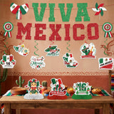 Mexican Independence Day Decorations 12PCS, Viva Mexico Banner Swirls Honeycomb Centerpieces, Fiesta Party Decor