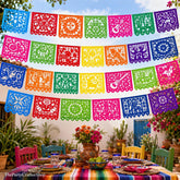Mexican Fiesta Papel Picado Banner Set, 8-Pack 144FT Party Decorations