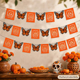 Butterfly Papel Picado Banner, Dia de los Muertos Decorations (6 Pack)