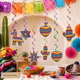 Mexican Fiesta Hanging Swirls, Cactus Birthday Party Decor (30PCS)