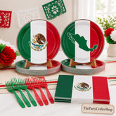 Mexico Flag Party Tableware Set, 100-Piece Fiesta Supplies (25 Guests)