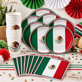 Mexico Flag Party Supplies Set, 16 Guests, Fiesta Tableware Kit