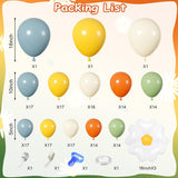 Retro Boho Balloon Garland Kit, Dusty Blue Burnt Orange Yellow Ivory, Baby Shower Decor
