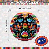 Mexican Fiesta Paper Plates, 9 Inch Floral Serape Stripes (50 Count)