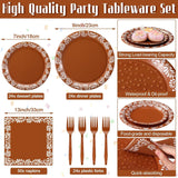 Mexican Fiesta Tableware Set, Floral Pattern Plates, Napkins, Forks (24 Guests)