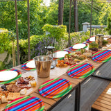 Mexican Fiesta Oval Paper Plates, 10x12 Inch Striped Party Supplies (50 Count)