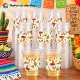 Mexican Fiesta Plastic Cups, 12oz Disposable Party Supplies (100pcs)