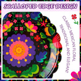 Multicolor Paper Plates 100PCS, 7 Inch Scalloped Dessert Plates, Fiesta Carnival Party Cake Serving Decorations