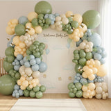 Bear Balloon Garland Arch Kit, Blue Yellow Sage Green Party Decor