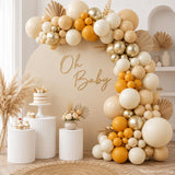 Orange White Nude Gold Balloon Arch Kit 166PCS, Dusty Orange Sand Metallic Gold Balloons, Baby Shower Wedding Party Decor
