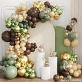 Sage Green Brown Gold Balloon Garland Arch Kit, Woodland Safari Baby Shower Decor
