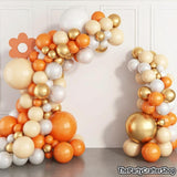 Orange White Gold Balloon Arch Kit, Nude Apricot Cream Beige Pearl Balloons, Fall Birthday Thanksgiving Baby Shower Bridal Party Decor