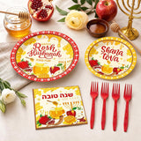 Rosh Hashanah Shana Tova Tableware Set, Jewish New Year Party Plates Napkins