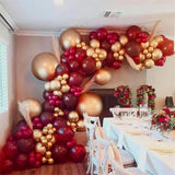 Red Gold Balloon Arch Kit, 140 Latex Balloons, Party Decor (18-5 Inch)