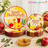 Rosh Hashanah Paper Plates, Shana Tova Jewish New Year Party Decor (60 Pieces)