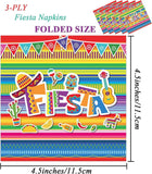 Mexican Fiesta Napkins 50PCS, Colorful Stripe Paper Napkins, Taco Birthday Wedding Party Table Decor