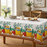 Rosh Hashanah Tablecloth, 60x84 Inch, Apple Pomegranate Honey Design (Washable)