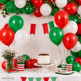 100 Mexican Independence Day Balloons, Red Green White Fiesta Arch (12 Inch Latex)