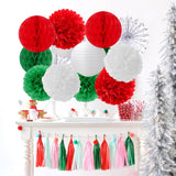 Mexican Independence Day Paper Decorations, Red Green White Festive Kit (14PCS)